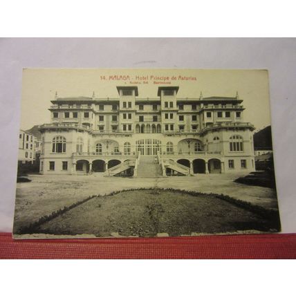 HOTEL PRINCIPE DE ASTURIAS, MALAGA, SPAIN unused antique postcard #