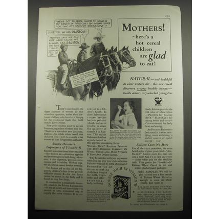 1933 Ralston Cereal Advertisement - Tom Mix - Mothers! Here's a hot cereal