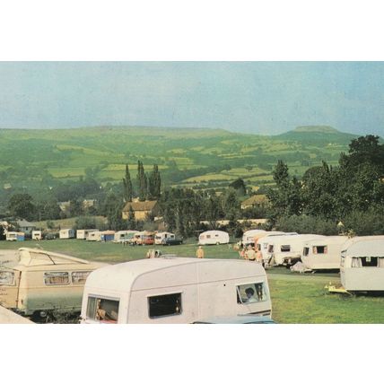 Riverside Caravan Park & Mountain Crickhowell Welsh Postcard