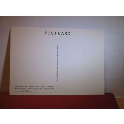 LIFEBUOY SOAP by S, Scott WW1 Advertising card unused postcard War Museum =