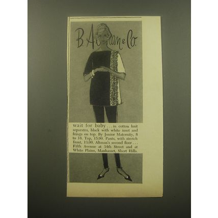 1959 B. Altman & Co. Fashion Ad - Wait for baby