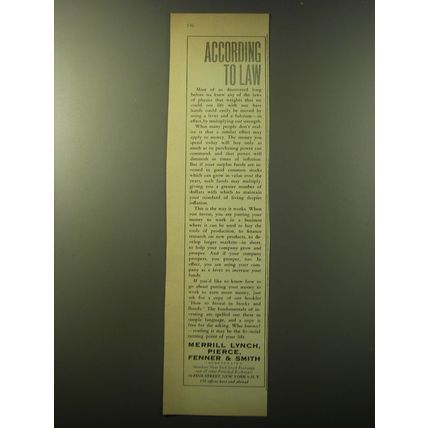 1960 Merrill Lynch Ad - According to Law