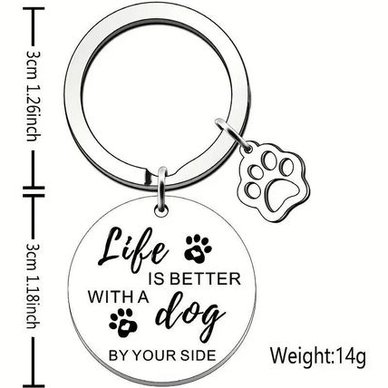 Life is Better With a Dog By Your Side Keyring/Charm/Gift Stainless Steel *UK**