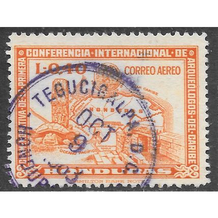 HONDURAS 1947 CARIBBEAN ARCHEOLOGY CONFERENCE AIR MAIL DATED COPY SON PMK