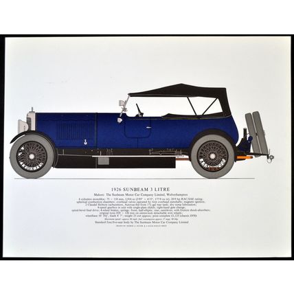 1926 SUNBEAM 3 LITRE 1967 George A. Oliver cars PRINT
