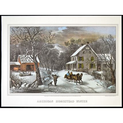 AMERICAN HOMESTEAD WINTER 1952 Nathaniel Currier - James Merritt Ives PRINT