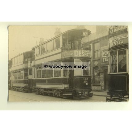 tm1264 - Birmingham Tram no 115 outside Football Ground - photograph