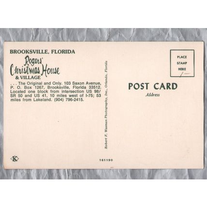 Rogers` Christmas House and Village, Brooksville, Florida - Postally Unused