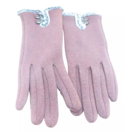 Ladies Gloves Brown with Button Detail Clothing Accessory 23.5 CM