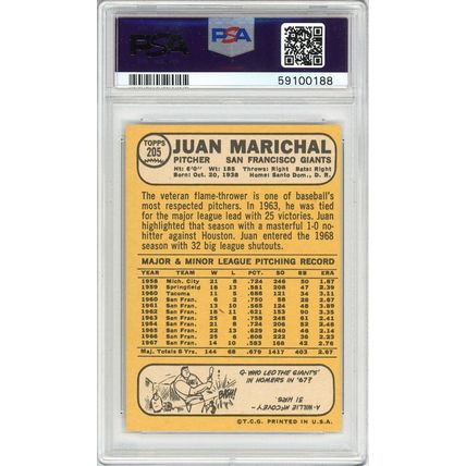 1968 Topps Juan Marichal #205 PSA 8 P1371