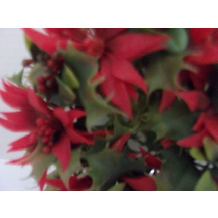 Vintage 1960s Plastic Candle Ring Christmas Poinsettias C.S.P. Hong Kong 8"