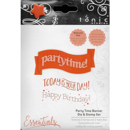 Tonic Studios. Partytime Banner Die & Stamp Set. Die Cutting Cardmaking Crafts