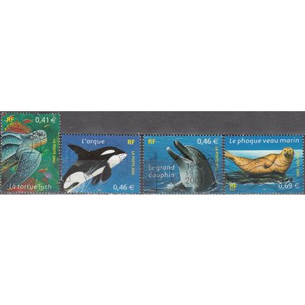 France 2002 Michel 3622 - 3625 O Cote (2008) 5.00 € Faune Marin Cachet rond