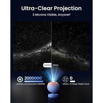POCOCO Galaxy Star Projector for Bedroom with Replaceable Optical Film Discs, Ho