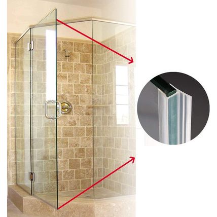 Shower Glass Door Seal Strip, 120 Inch Silicone Soft Shower Door Sweep to Stop L