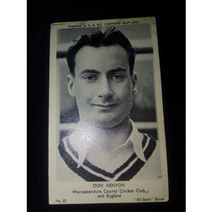 A&BC gum all sport series #22 don Kenyon cricket