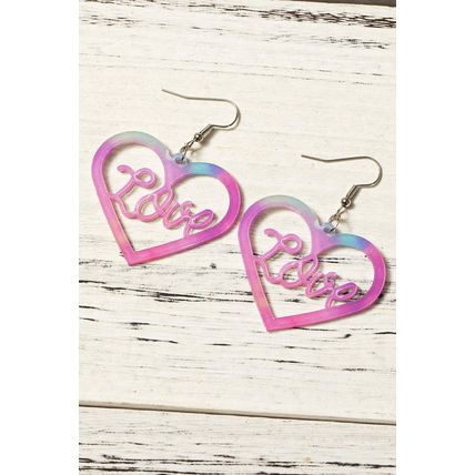 Pink Love Hollowed Heart Valentines Fashion Earrings