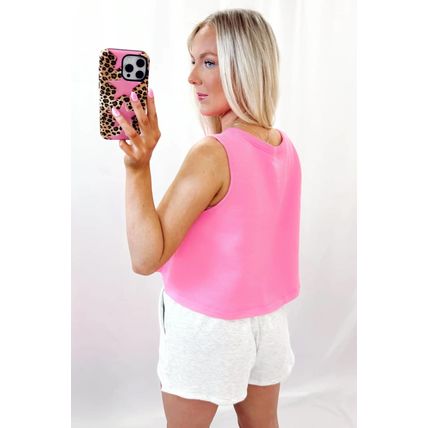 Sachet Pink Bow Print Boxy Fit Tank Top