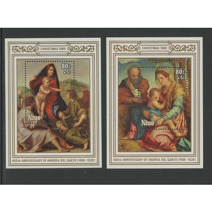 Niue B43-B46, 1980 Christmas Type (Paintings), S/S, MNH (NIU417)