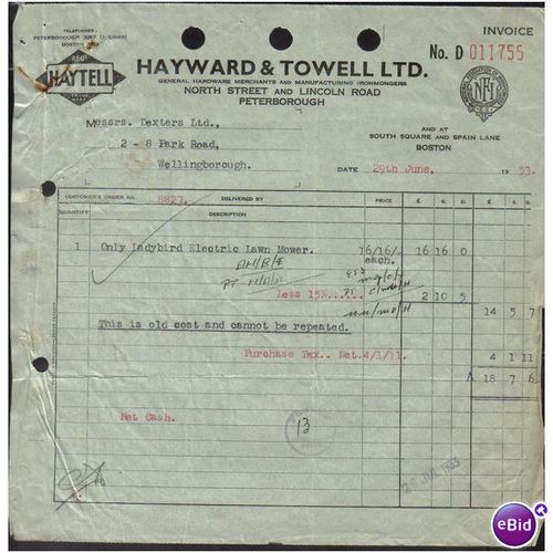 HAYWARD & TOWELL LTD,NORTH ST,PETERBOROUGH,29JU N1953