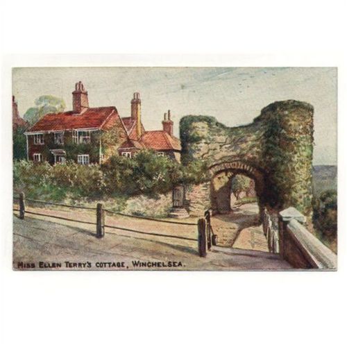 Old art postcard of Miss Ellen Terrys cottage Winchelsea Sussex early 1900s