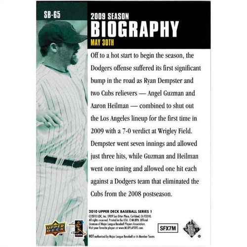 2010 Upper Deck Season Biography - #SB-65 - Ryan Dempster