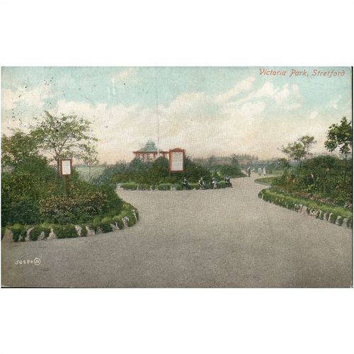 Valentine's Antique British Postcard 1906 - Victoria Park Stretford, Lancashire