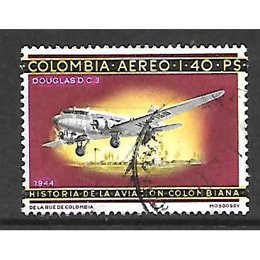 COLOMBIA 1965 1p.40 DOUGLAS DC 3 1944 SG 1165 FINE USED#2
