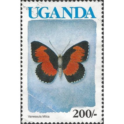 UGANDA, BUTTERFLY, LadyÆs Maid, blue 1991, 200/-