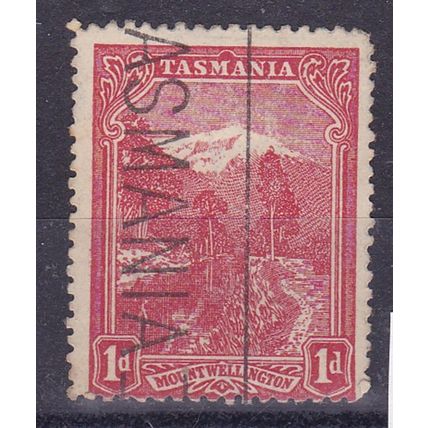 TASMANIA 1905-11 1d MOUNT WELLINGTON WMK CROWN OVER A USED CARMINE SG250g