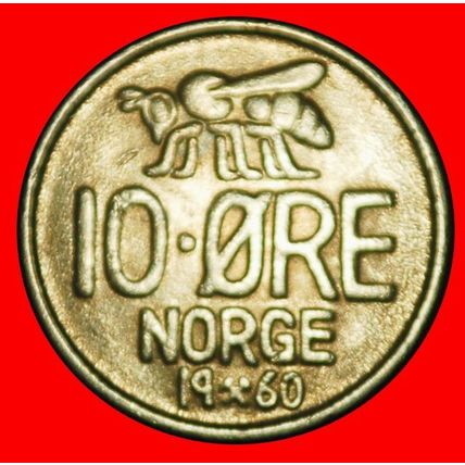 Ⰶ HONEYBEE (1959-1973):NORWAY★10 ORE 1960! OLAV V 1957-1991★LOW START★NO RESERVE