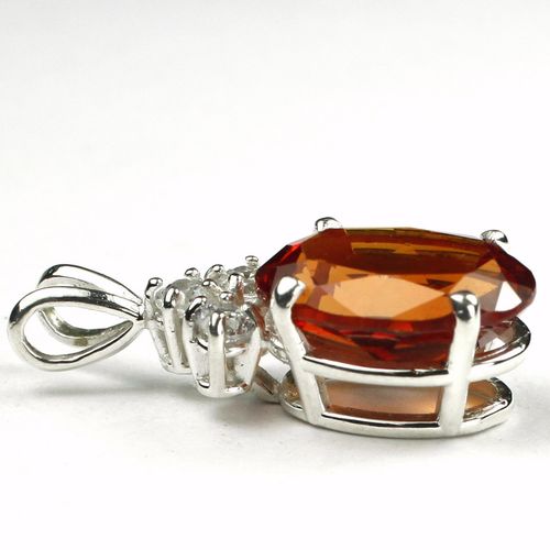 Created Padparadscha Sapphire, 925 Sterling Silver Pendant, SP043