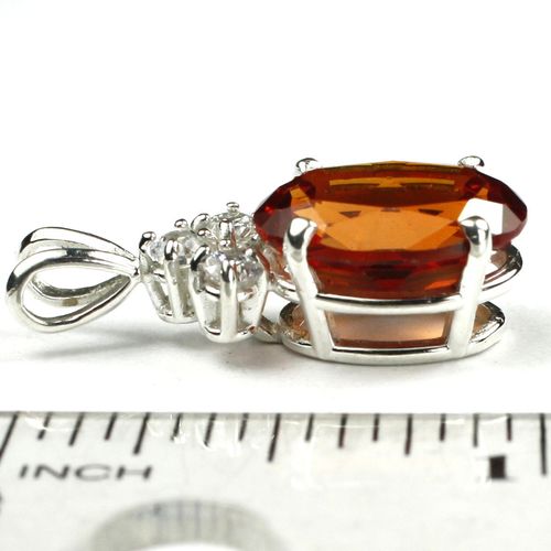 Created Padparadscha Sapphire, 925 Sterling Silver Pendant, SP043