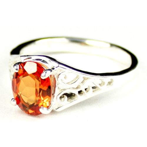 Created Padparadscha Sapphire, 925 Sterling Silver Ring, SR005