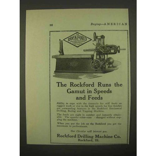 1922 Rockford Horizontal Drilling Boring Machine Ad