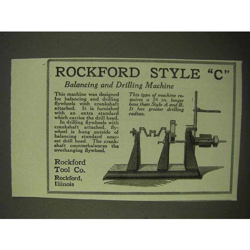 1922 Rockford Style C Balancing and Drilling Machine Ad