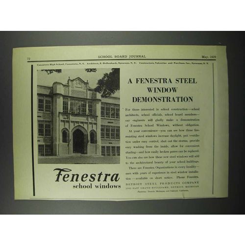 1929 Fenestra Steel School Windows Ad - Canestota High
