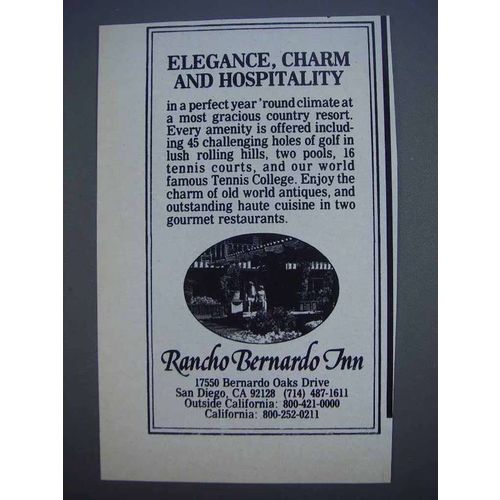 1980 Rancho Bernardo Inn Ad - Elegance, Charm