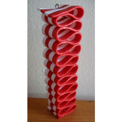 Christmas Ornament - Red & White Glittered Ribbon Candy
