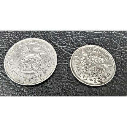 1918 & 1934 GEORGE V SILVER SIXPENCE & THREEPENCE COINS IN HIGH GRADE DETAIL