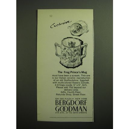 1970 Bergdorf Goodman The Frog Prince's Mug Advertisement