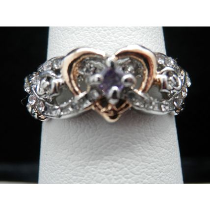 Ring Engagement Promise Heart Shaped Two Tone Ring #79 USA Seller