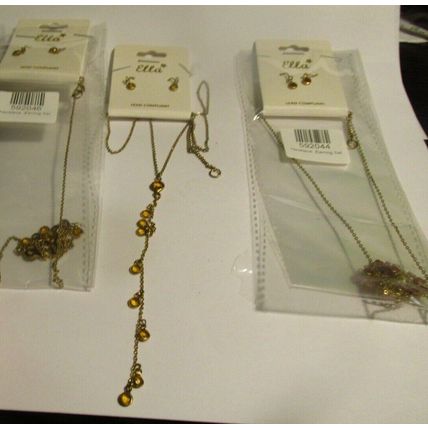 Jewelry Lot of 3 Delicate Glass Crystal Y- Necklace & Earring Set