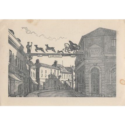 Dereham Norfolk Town Sign Vintage Postcard