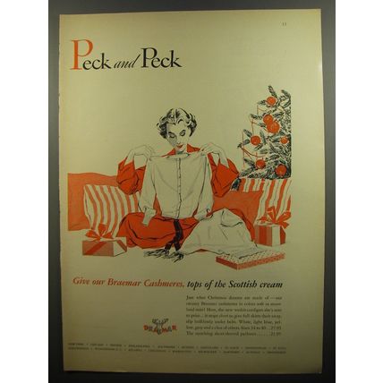 1952 Peck and Peck Braemar Sweaters Ad - Give our Braemar Cashmeres