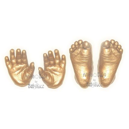 New Baby Girl Boy Gift 3D Casting Cast Kit Hand Feet Gold Rustic Frame Baptism