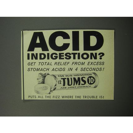 1957 Tums Medicine Ad - Acid indigestion?