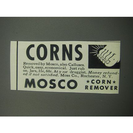 1957 Mosco Corn remover Ad - Corns