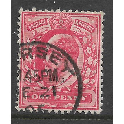 GREAT BRITAIN 1902 EDWARD V11 1d SCARLET SG 219 FINE USED#2