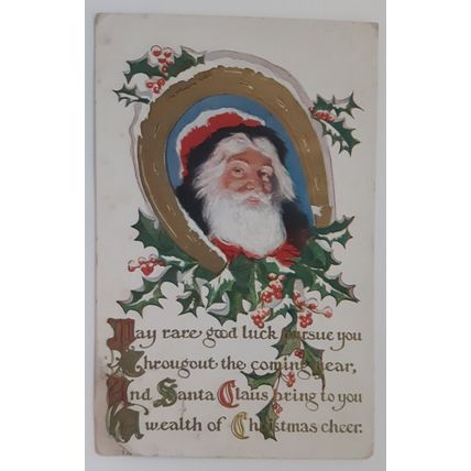Christmas Rhyme Santa Postcard Turn of Century Holiday Card Embossed Antique